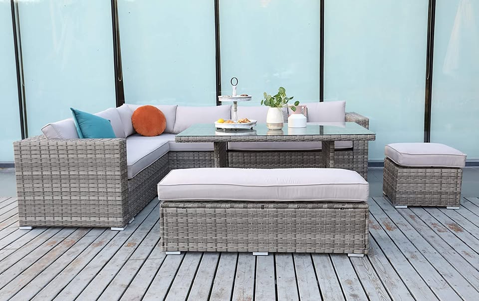 Ecosunny rattan garden furniture Andrew, 9-seater, foldable