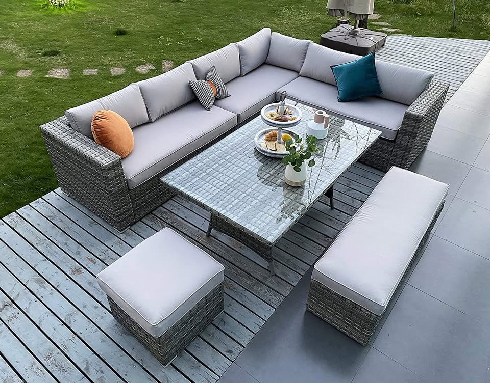 Ecosunny rattan garden furniture Andrew, 9-seater, foldable