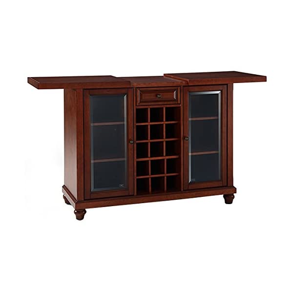 Crosley Furniture Lafayette Sliding Top Bar Cabinet, Black Black LaFayette