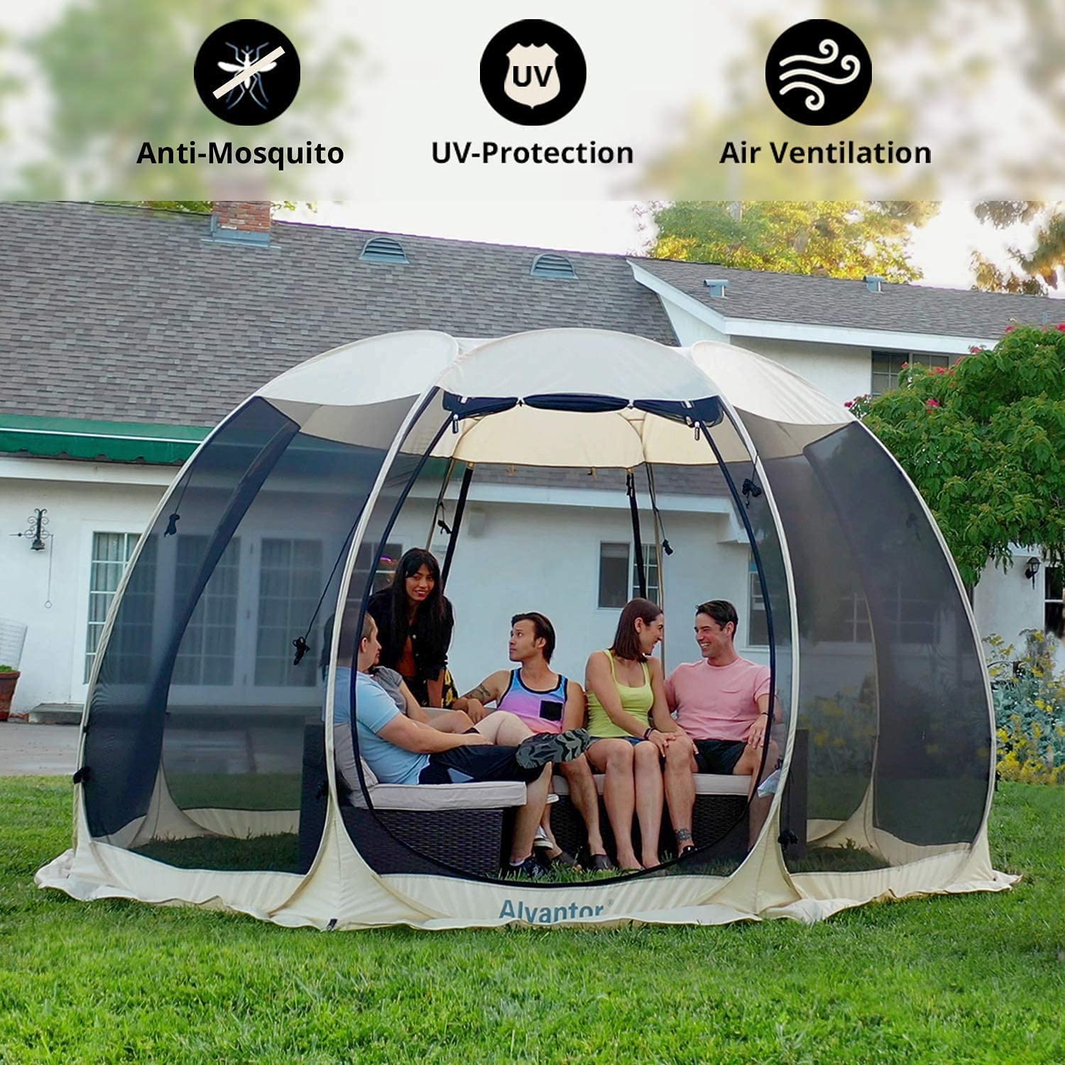 Uv-protected sunshade tent, garden, patio, backyard (10'x10', beige)