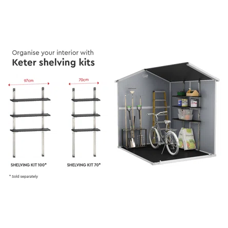 Keter Manor Outdoor Garden Storage Shed, Beige, 4 x8、6 x 8 ft