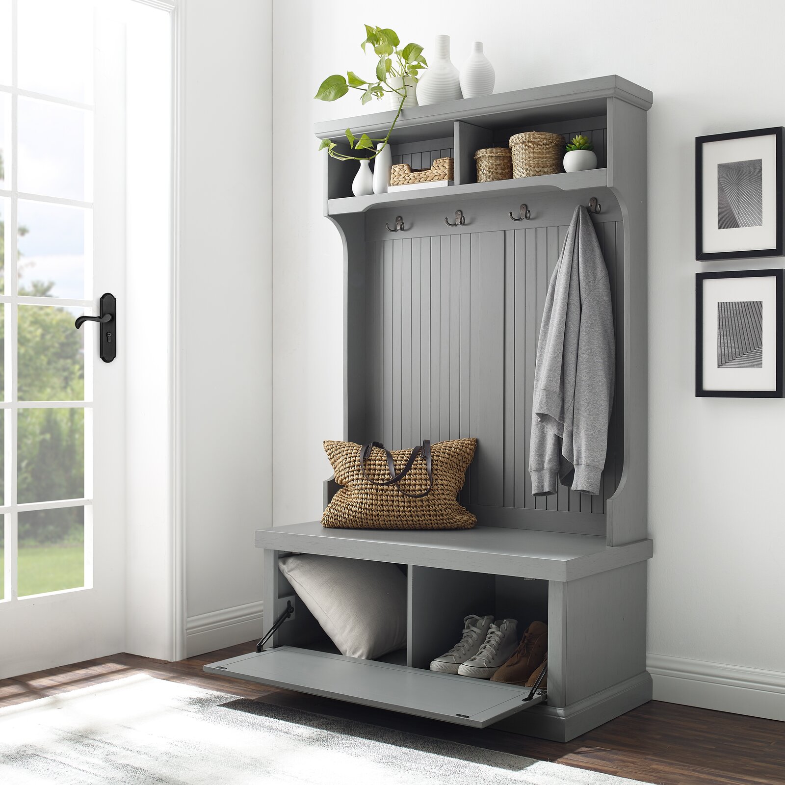 【Furniture】Carmel 40'' Wide Hall Tree with Bench and Shoe Storage