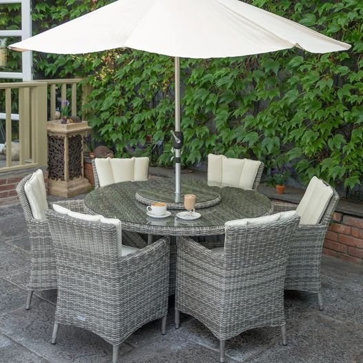 Oxford – 6 Seat Set with 135cm Round Table (Light Grey)
