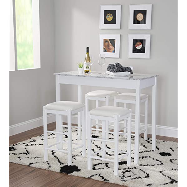 Linon Black 3 Piece Faux Marble Tavern Set
