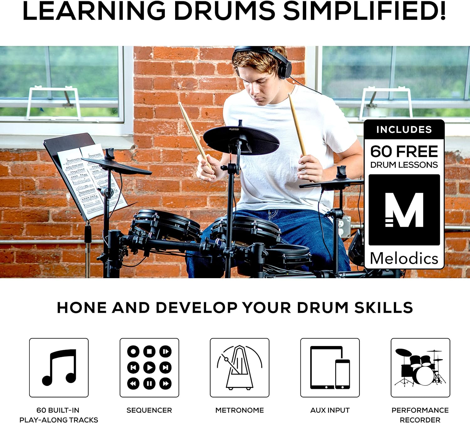 Alesis Nitro Max Kit Electric Drum Set with Quiet Mesh Pads, 10