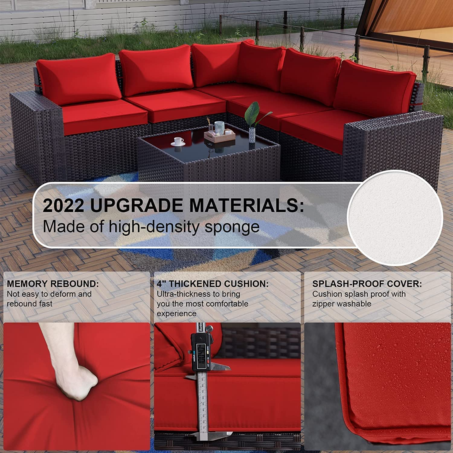 【Furniture】Outdoor Patio Furniture Set 12-Pc Sectional Rattan Sofa Set Brown PE Wicker Patio Conversation Set
