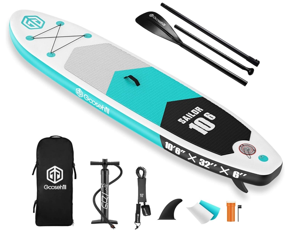 Goosehill Inflatable Stand Up Paddle Board, Premium SUP Package, 10' Long 32