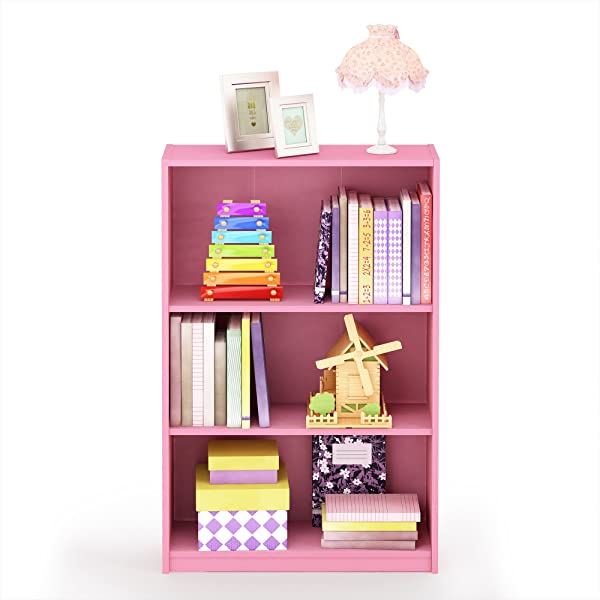 FURINNO JAYA Simple Home 3-Tier Adjustable Shelf Bookcase, White White 3-Tier Bookcase