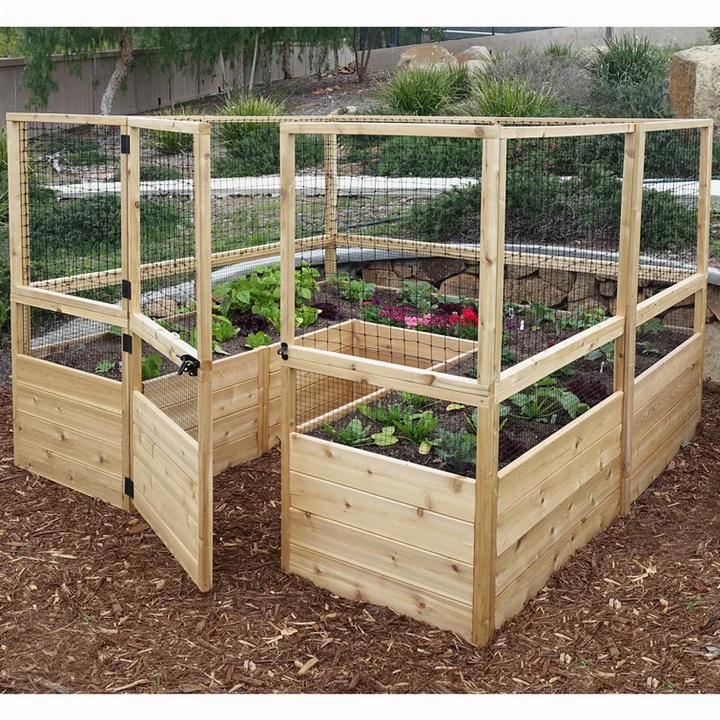 8 ft. w x 8 ft. D Cedar Garden in a Box with Deer Fence