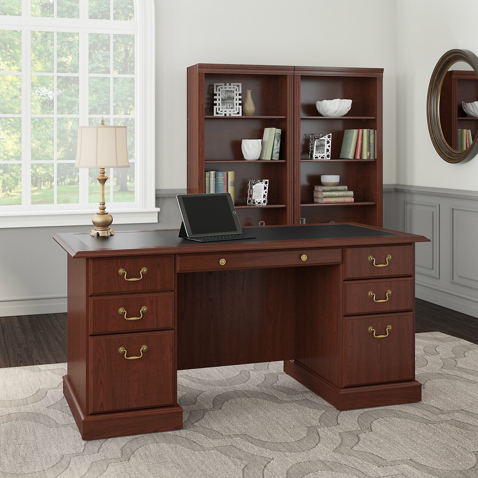 【Furniture】Raker 4 Piece Rectangular Executive Desk Office Set