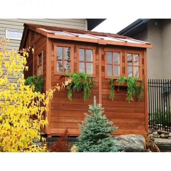 SUNSHED 8 FT. W X 8 FT. SOLID WOOD STORAGE SHED