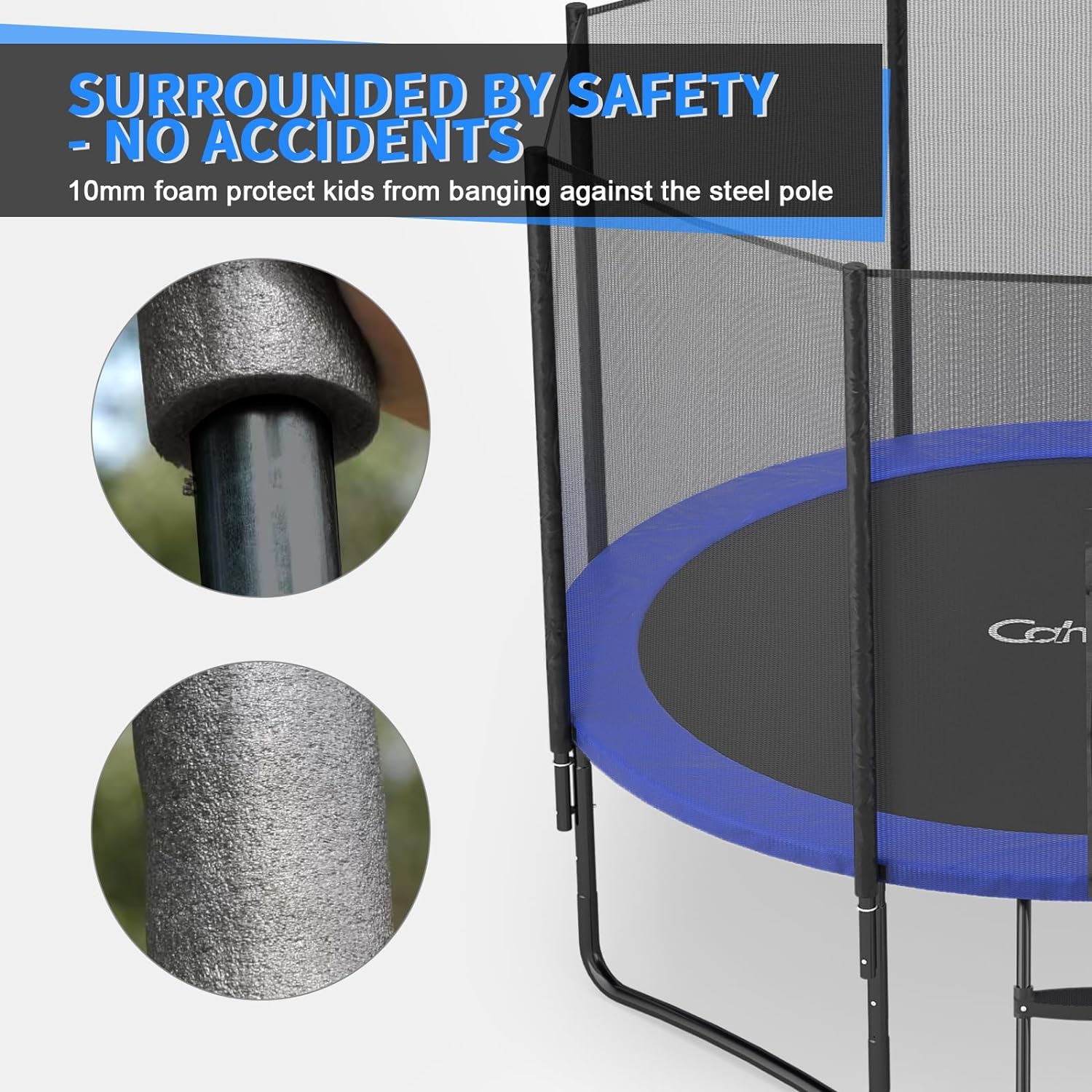 CalmMax Trampoline 12FT 14FT 15FT 16FT Jump Recreational Trampolines with Enclosure Net - ASTM Approved- Combo Bounce Outdoor Trampoline for Kids Family Happy Time