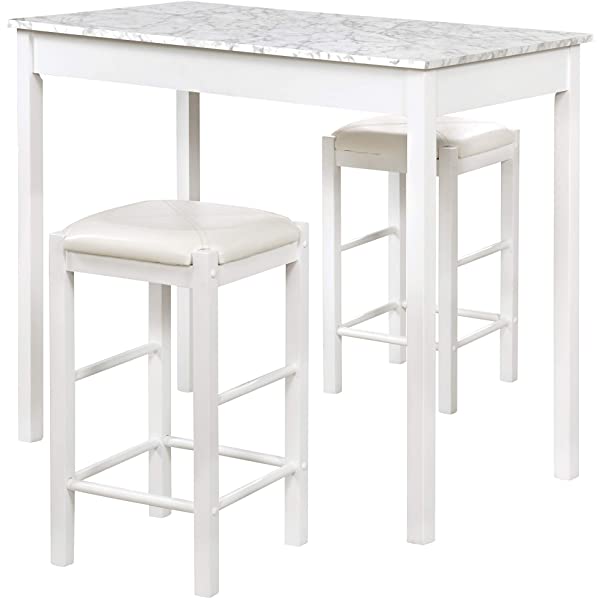 Linon Black 3 Piece Faux Marble Tavern Set