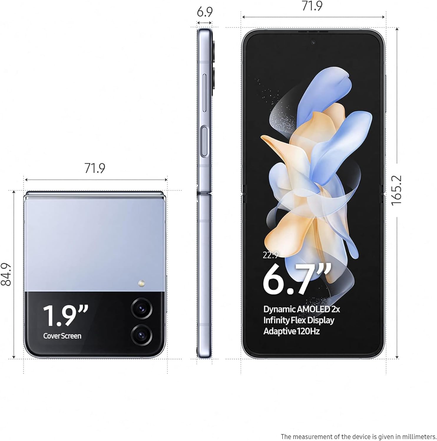 Samsung Galaxy Z Flip4 5G Smartphone Sim Free Android Folding Phone, UK Version