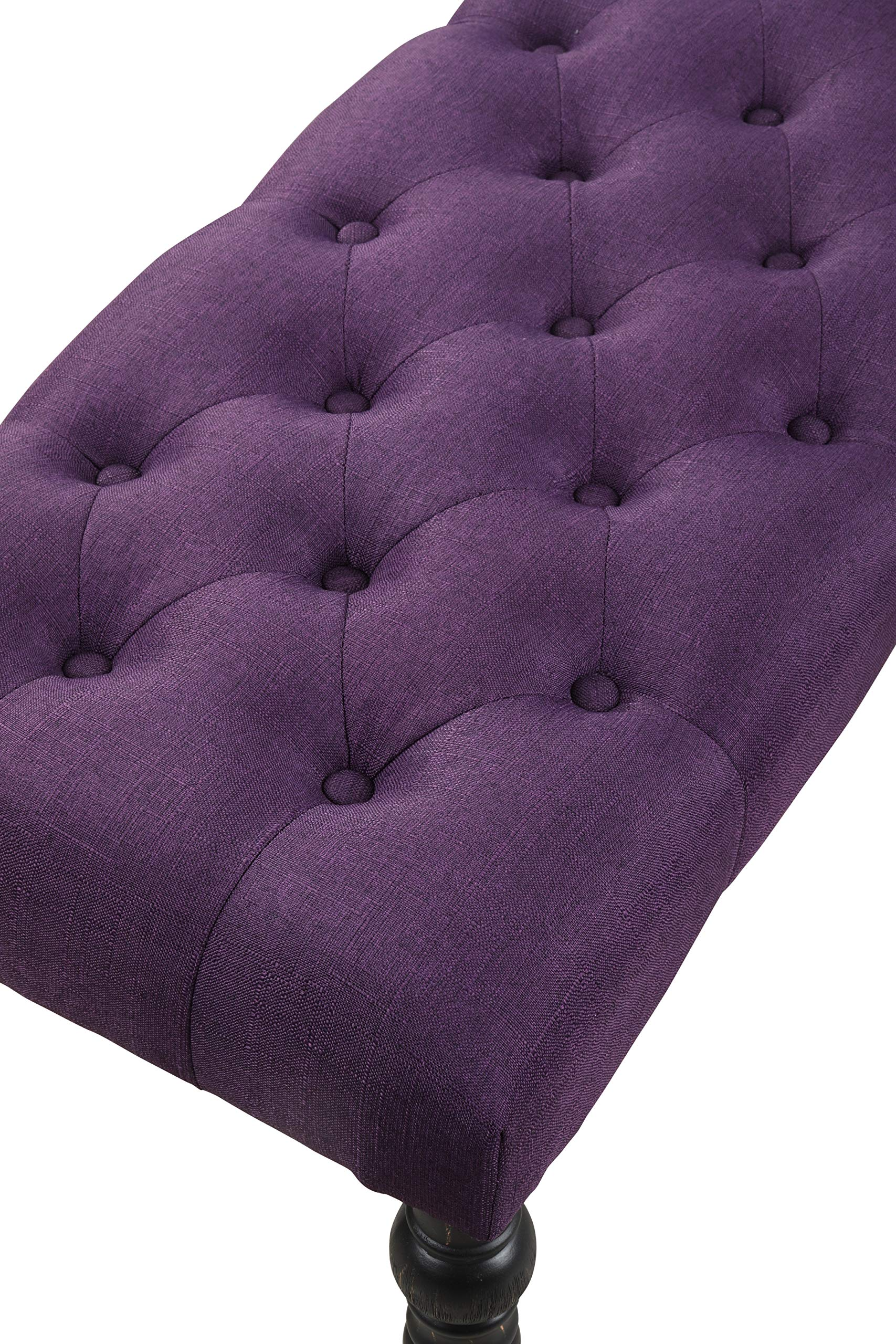 【Furniture】Aneta Urban Style Dark Washed Wood Dining Set: Table, 4 Chairs & Bench, Purple