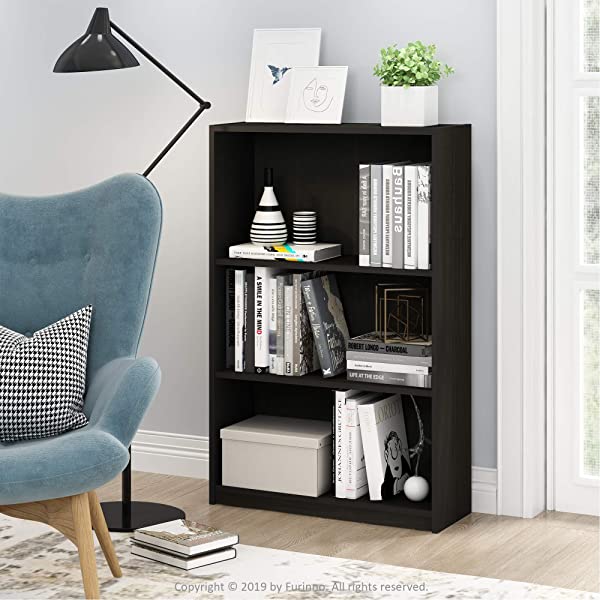 FURINNO JAYA Simple Home 3-Tier Adjustable Shelf Bookcase, White White 3-Tier Bookcase