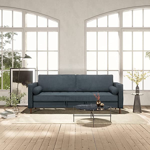 Nouhaus Module, Sleeper Sofa Bed Couch. 7ft Luxury Convertible Sofa Futon Bed with No Roll Together Latex. Ivory Woven Pull Out Bed for Bedroom Couch, Small Apartment Furniture Sofas or RV Couch Woven/Knit Ivory