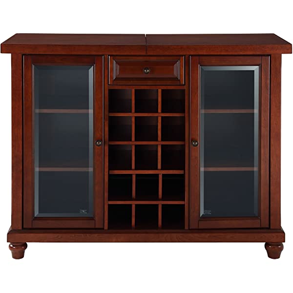 Crosley Furniture Lafayette Sliding Top Bar Cabinet, Black Black LaFayette