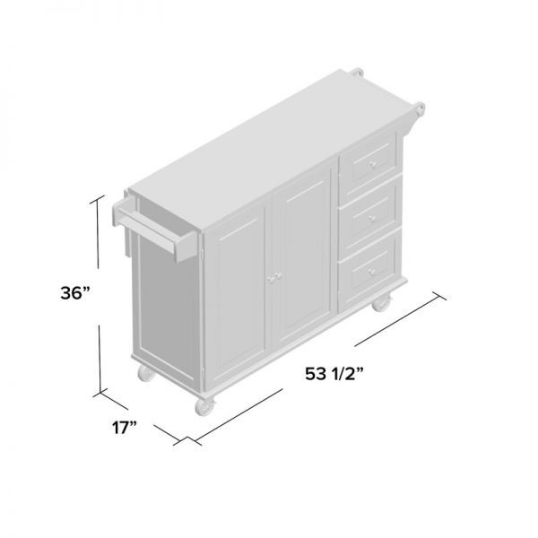 53.5 -inch kitchen cart, with solid wood top and lock wheels