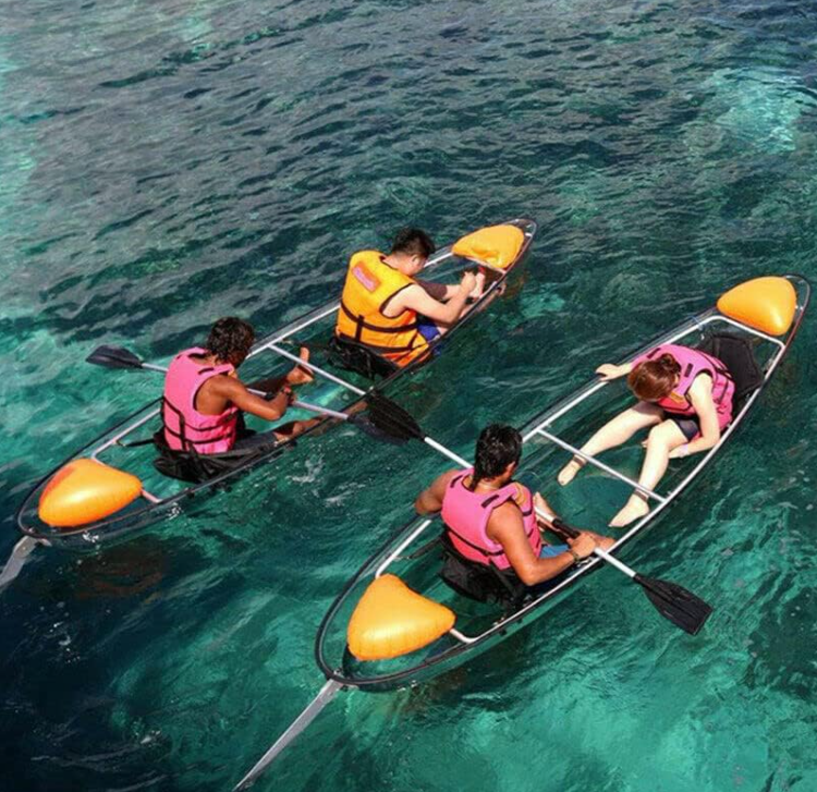 Clear Transparent 2 Person 11ft. Kayak Canoe With Colorful LED Lights NEW
