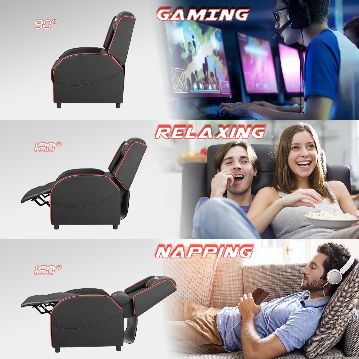 【Furniture】Faux Leather Reclining Massage Chair