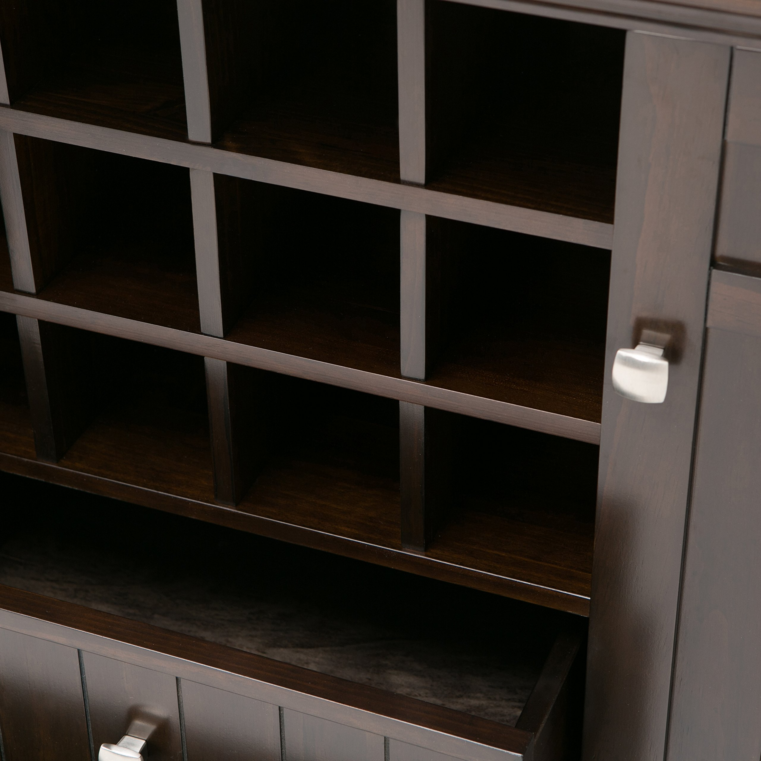 【Furniture】Solid Pine Wood 54 inch Rustic Sideboard Buffet Credenza in Dark Tobacco Brown