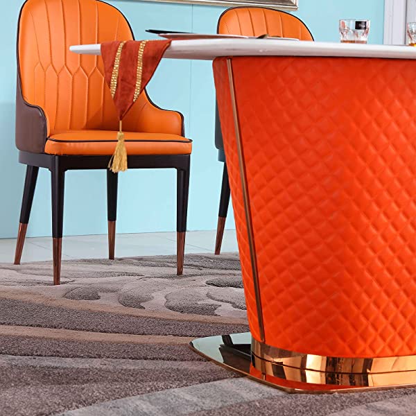 Modern Dining Set for Home, Kitchen, Dining Room w/Storage Racks, Rectangular Table, Steel Frame