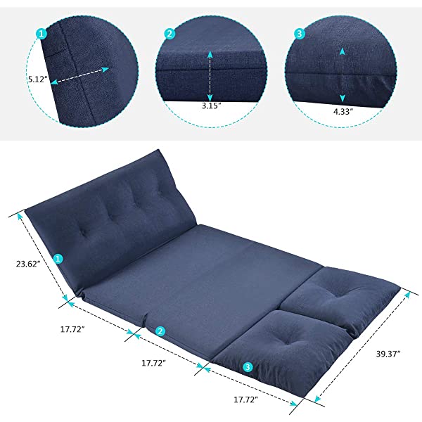 Harper&Bright Designs Folding Lazy Sofa Floor Chaise Lounge Chair Futon with Back Support, Beige