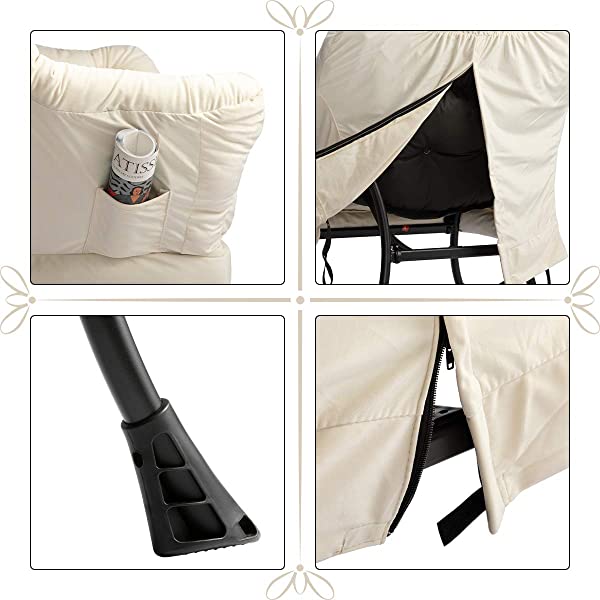 AbocoFur Modern Large Cotton Fabric Lazy Chair，Accent Contemporary Lounge Chair, Single Steel Frame Leisure Sofa Chair with Armrests and A Side Pocket, Beige