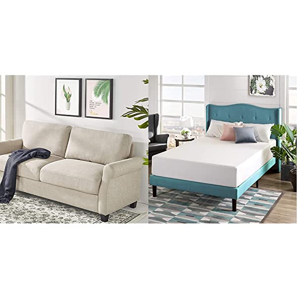 ZINUS Josh Loveseat Sofa / Easy, Tool-Free Assembly, Beige Beige Loveseat Sofa