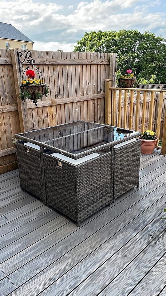 · Harts Premium Rattan Dining Set, Cube 8 Seats Garden Patio Conservatory.