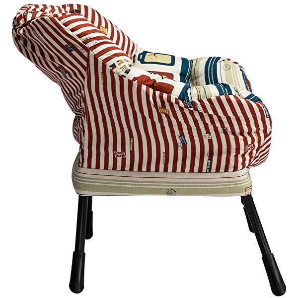 AbocoFur Modern Large Cotton Fabric Lazy Chair，Accent Contemporary Lounge Chair, Single Steel Frame Leisure Sofa Chair with Armrests and A Side Pocket, Beige