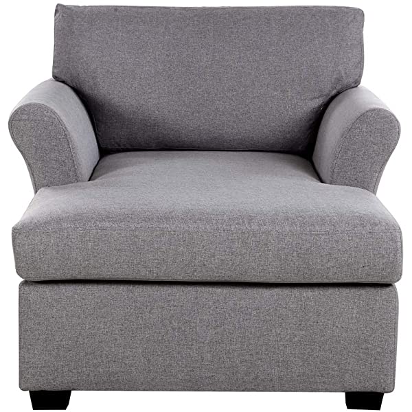 Casa Andrea Milano llc Classic and Traditional Ultra Comfortable Linen Living Room Fabric Chaise Couch Chair, Lounge, Grey