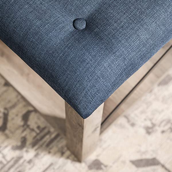 Walker Edison Cambridge Modern Farmhouse Metal X Tufted Ottoman, 30 Inch, Grey Grey Upholstered Ottoman