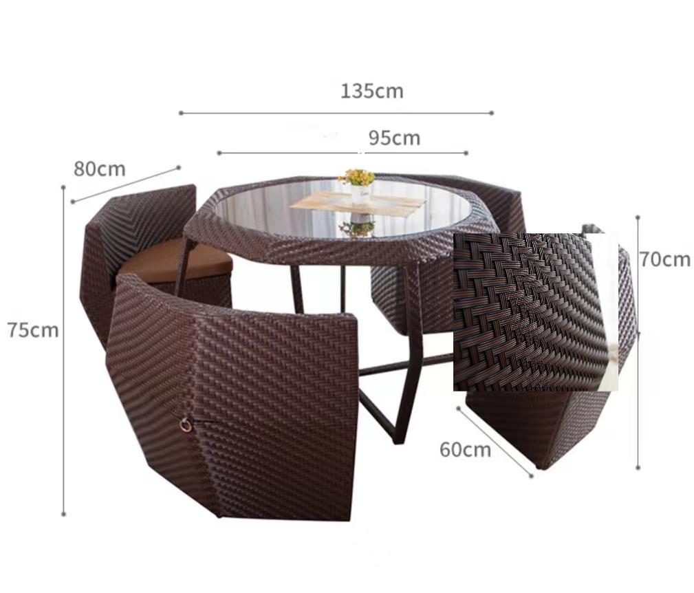 【Furniture】Five-piece Set of Outdoor Rattan Creative Furniture Rattan Chair Leisure Table