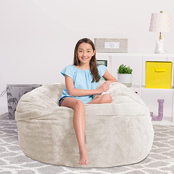 Chill Sack Bean Bag Chair: Giant 5' Memory Foam Furniture Bean Bag - Big Sofa with Soft Micro Fiber Cover - Navy Microsuede - Navy