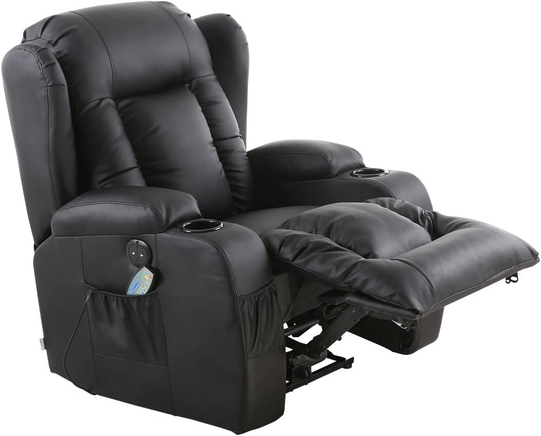 Esright Massage Recliner Chair Heated PU Leather Ergonomic Lounge 360 Degree Swivel