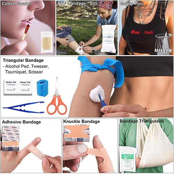 Emergency Survival Kit First Aid Kit, 121Pcs Tactical Gear Camping Gear Emergency Supplies with MOLLE Pouch, Stocking Stuffers for Men Camping Hiking Hunting Outdoor Adventure