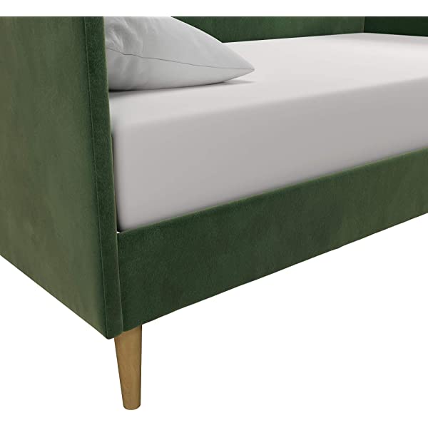 DHP Franklin Mid Century Upholstered Daybed, Sofa Bed, Twin Size Frame, Tan Linen Linen Twin Tan