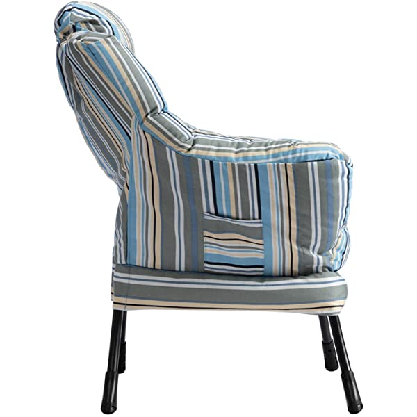 AbocoFur Modern Large Cotton Fabric Lazy Chair，Accent Contemporary Lounge Chair, Single Steel Frame Leisure Sofa Chair with Armrests and A Side Pocket, Beige