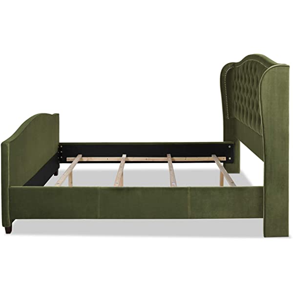 Jennifer Taylor Home Marcella Collection Queen Wingback Tufted Hand-Applied Nail Heads Upholstered Bed, Antique White Antique White Queen