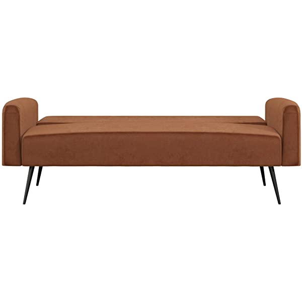 Novogratz 2360379N Z Stevie, Convertible Sofa Bed Couch, Ivory Velvet Futon