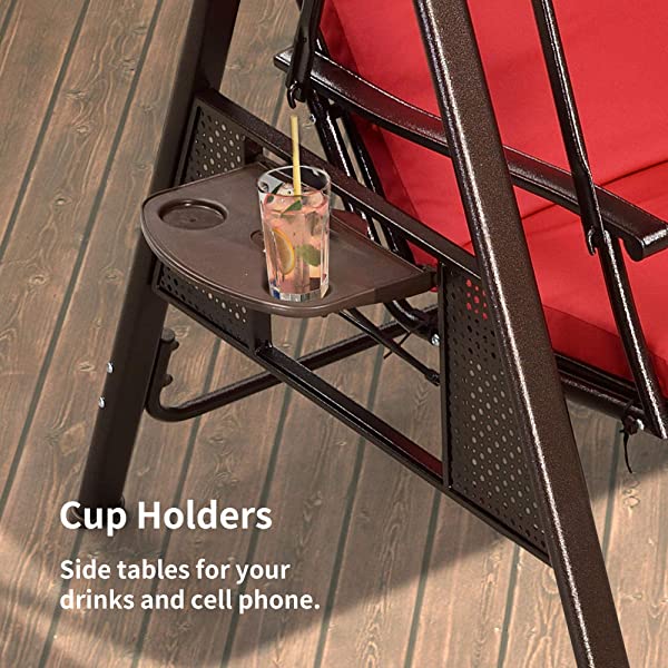 PURPLE LEAF 3-Seat Deluxe Outdoor Patio Porch Swing with Weather Resistant Steel Frame, Adjustable Tilt Canopy, Cushions and Pillow Included, Beige 74.4