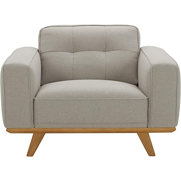 Amazon Brand – Rivet Bigelow Modern Oversized Leather Accent Chair with Wood Base, 44.1