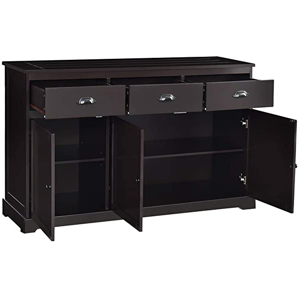 Giantex Sideboard Buffet Server Storage Cabinet Console Table Home Kitchen Dining Room Furniture Entryway Cupboard with 2 Cabinets and 3 Drawers Adjustable Shelves, White (White)