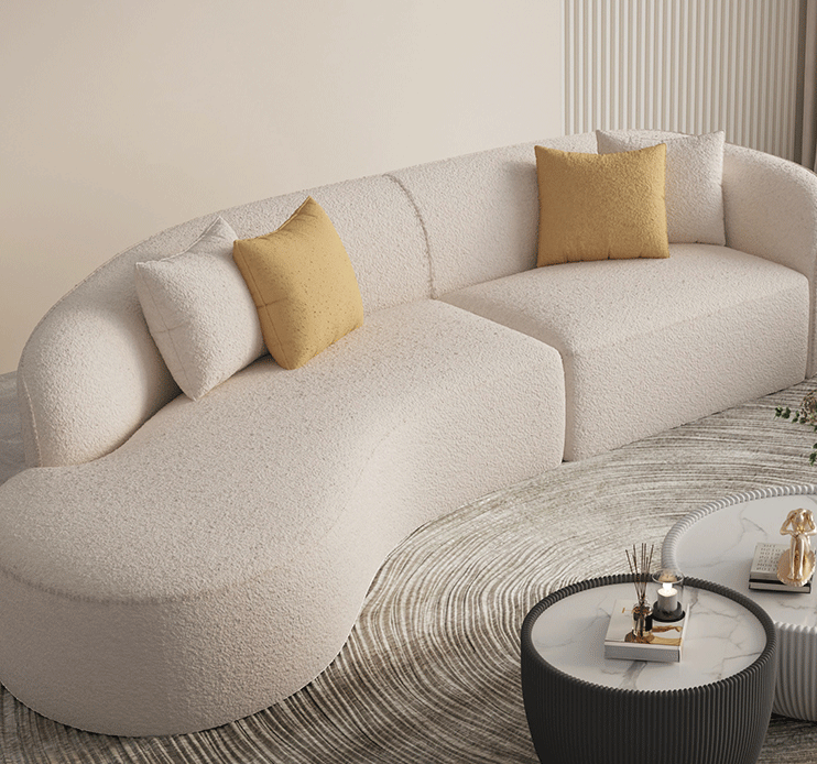 Nordic modern light luxury style designer beauty salon creative arc shaped special-shaped Italian minimalist living room fabric sofa