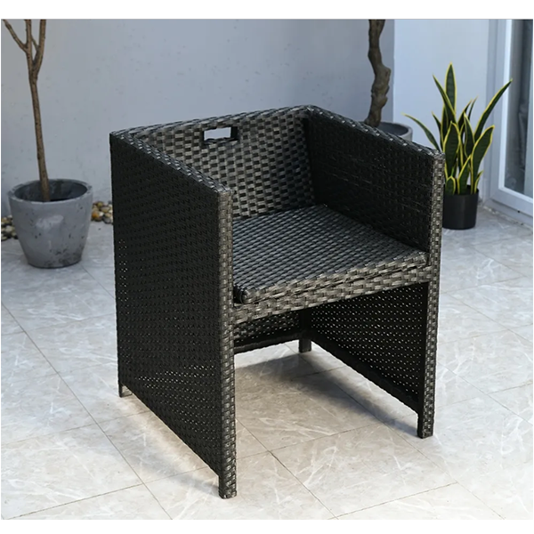 【Furniture】7-Piece Rattan Dining Set Outdoor Conversation Set with Glass-Top Rectangle Table and 6 Barrel Chair Cushion Included