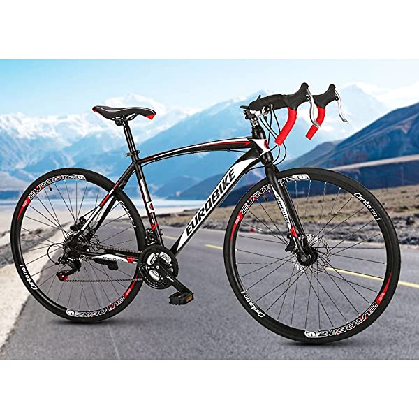 Eurobike 21 Speed Shifting System Road Bike 49/54/56 cm Frame 700C Wheel Adult Road Bicycle Black/white 30rim 54cm