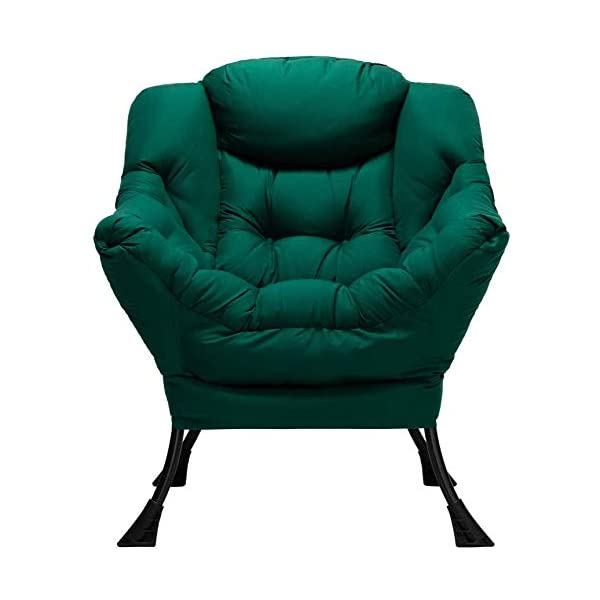 AbocoFur Modern Large Cotton Fabric Lazy Chair，Accent Contemporary Lounge Chair, Single Steel Frame Leisure Sofa Chair with Armrests and A Side Pocket, Beige