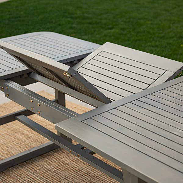 Walker Edison 5 Person Outdoor Wood Chevron Patio Furniture Dining Set Table Chairs Bench All Weather Backyard Conversation Garden Poolside Balcony, 4 Piece, Brown Brown 4 Piece Dining Set